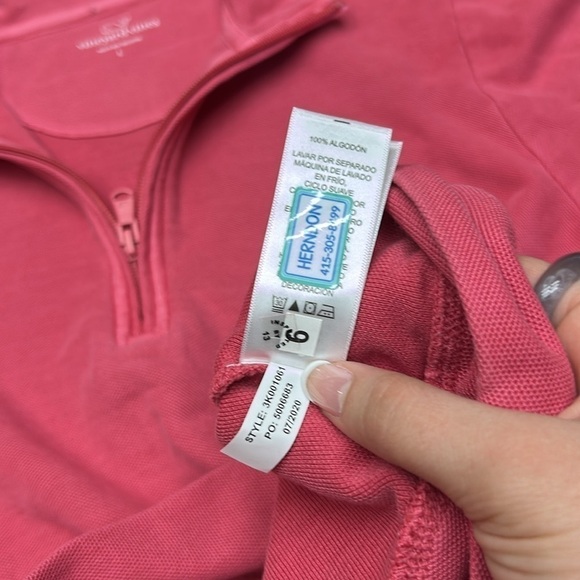 Vineyard Vines Men's Saltwater Quarter-Zip Pullover in "Pink Cloud Solid” - Picture 4 of 5